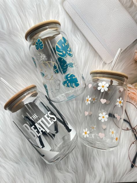 Trendy Glass Tumblers with Lids & Glass Straws Aesthetic Drinkware