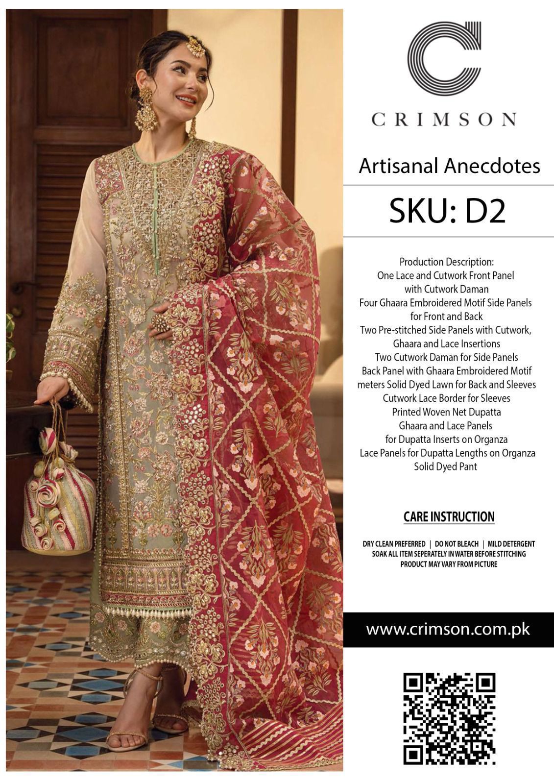 CRIMSON Unstitch ORGANZA Suit With Heavy Embroidered