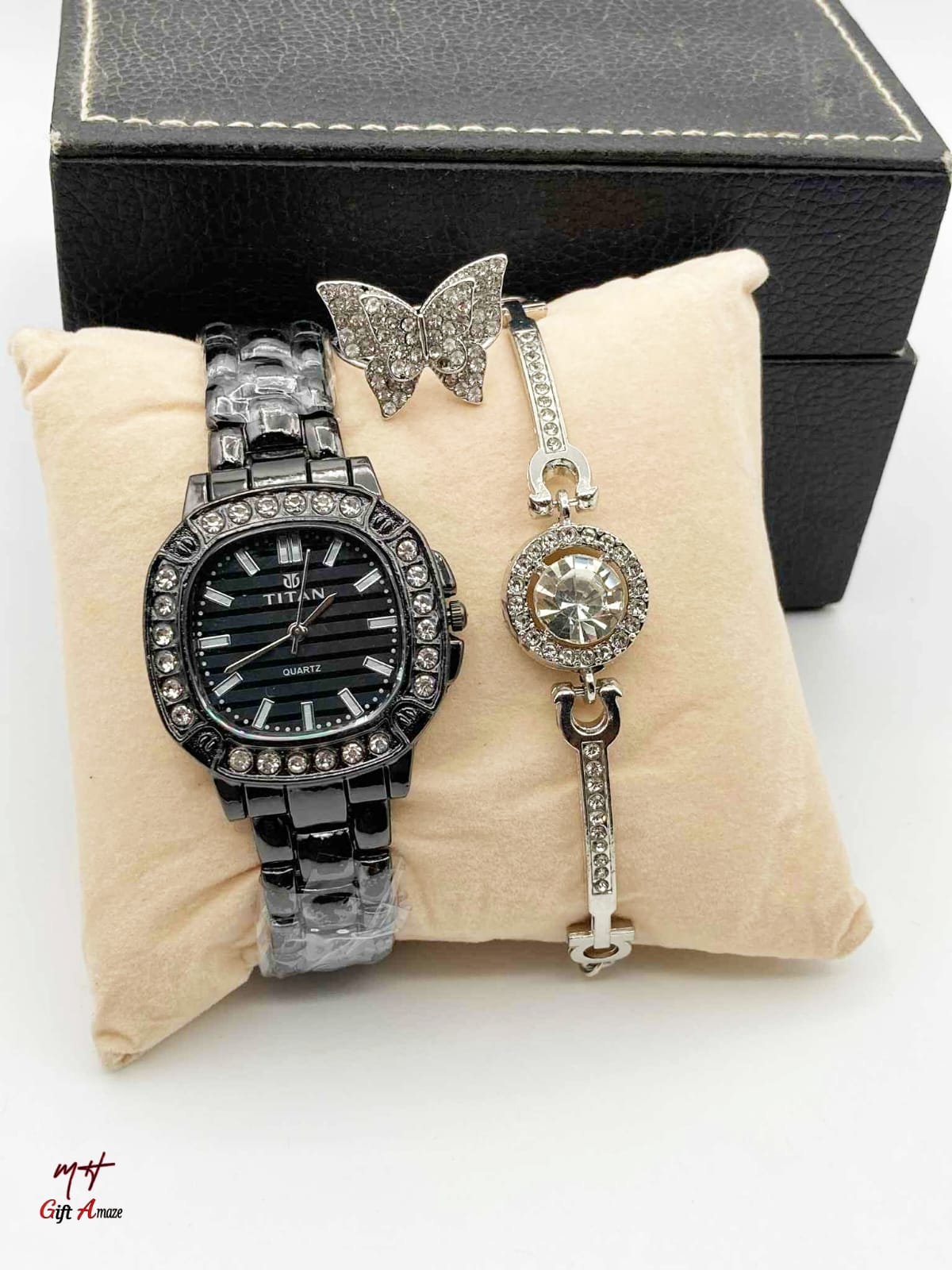 Titan Ladies Jewellery Watch + Bracelet + Ring